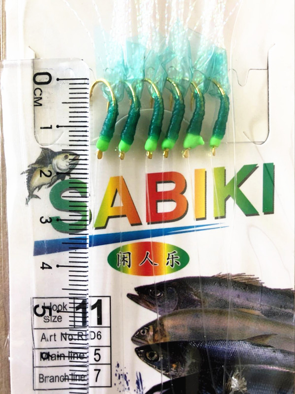 10 paket grönt gummidrag sabiki fiskeriggar gyllene krokar karpgäng havsbeten: Krok storlek 11