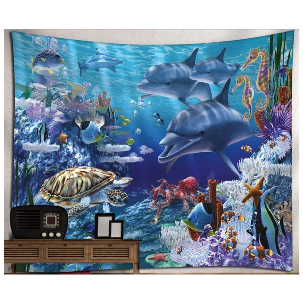 Onderwater Wereld Blauwe Dolfijn Gedrukt Voor Kind Nursery Living Bed Room Home Decor