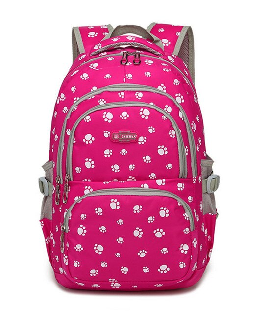 Zaini per bambini zaino Mochila escolar per ragazze zaino per scuola elementare impermeabile borsa per libri per bambini con stampa zampa di orso dei cartoni animati: red