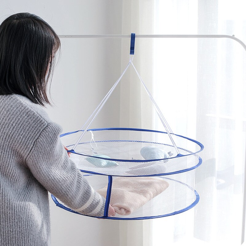 Detachable Double Layer Drying Nets Folding Hanging Clothes Laundry Basket Underwear Dryer Sweater Cloth Net Dry Rack Mesh
