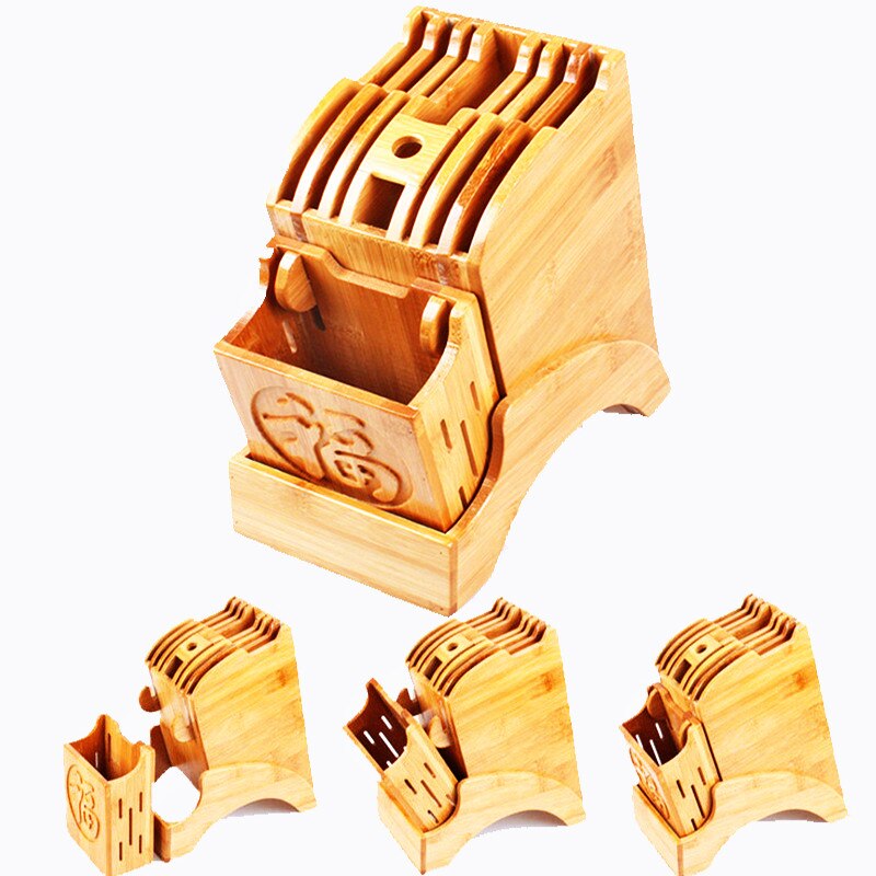 Multifunctional Knife Holder Natural Bamboo Kitchen Supplies Knife Storage Bamboo Holders Chef Knife Block Universal Knife
