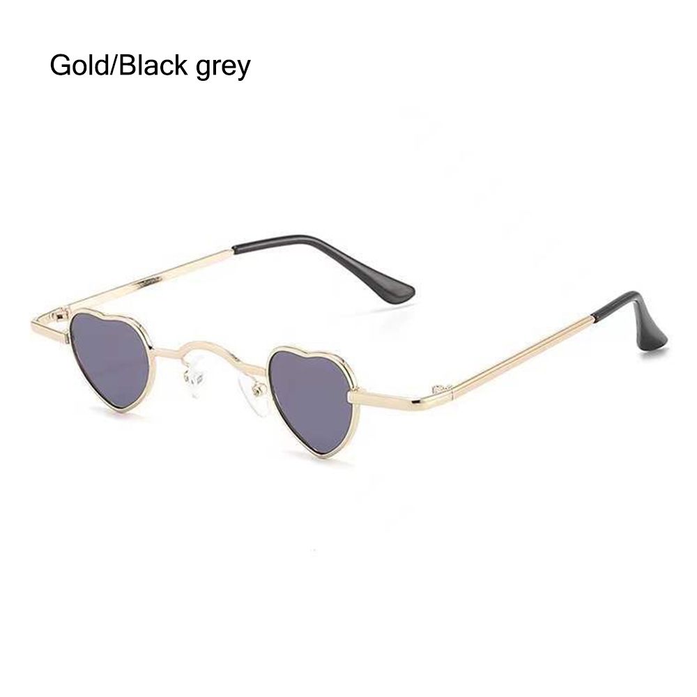 Gafas de sol con forma de corazón, lentes de sol con montura metálica, estilo Hip Hop, Punk: Gold-Black grey