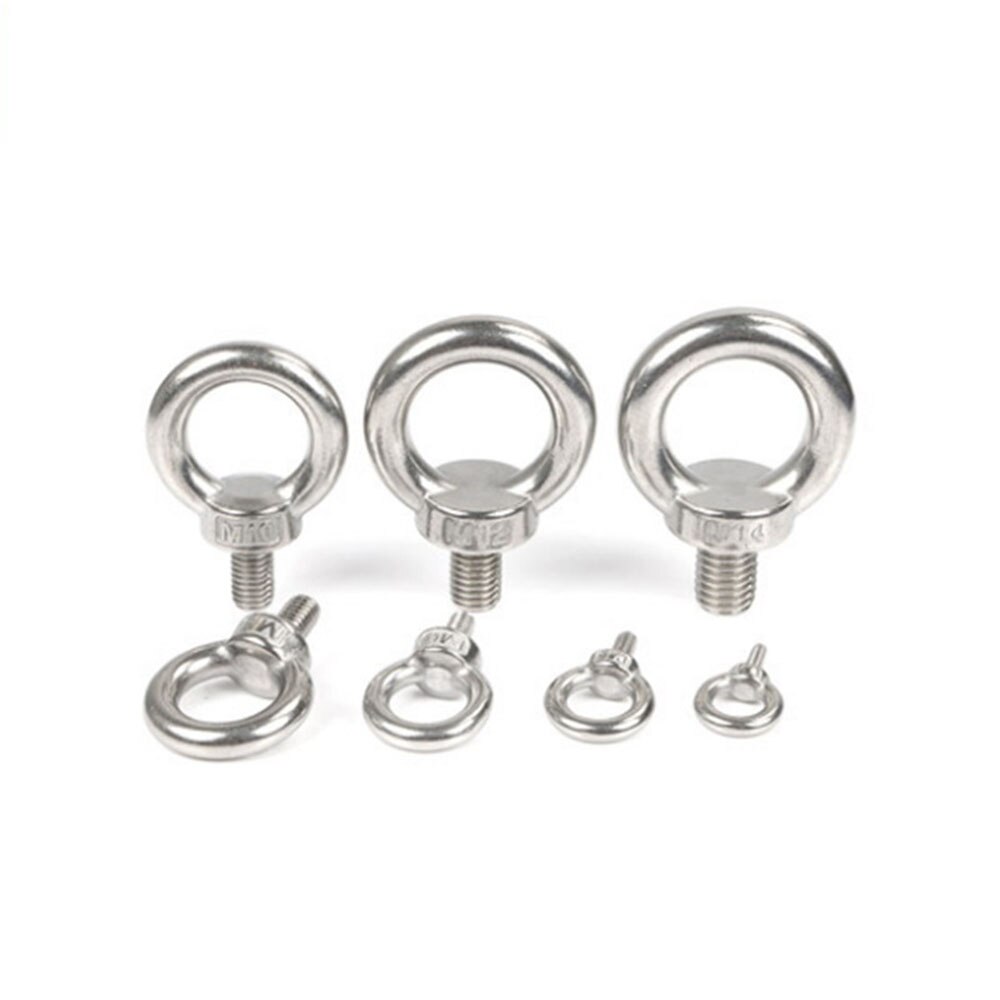 5Pcs M4 M5 M6 304 Stainless Steel Ring Screw Eye Bolt Marine Lifting Eye Screws Ring Loop Hole for Cable Rope Eyebolt
