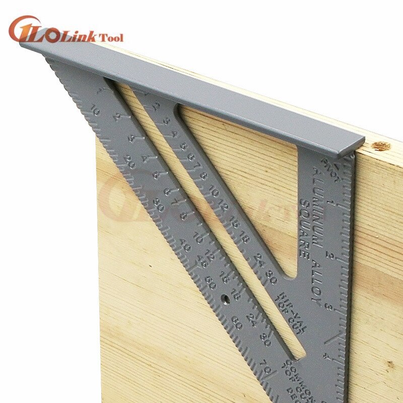Angle Ruler 7/12 inch Metric Aluminum Alloy Triangular Measuring Ruler Woodwork Speed Square Triangle Angle Protractor Measuring: Silver7inch imperial