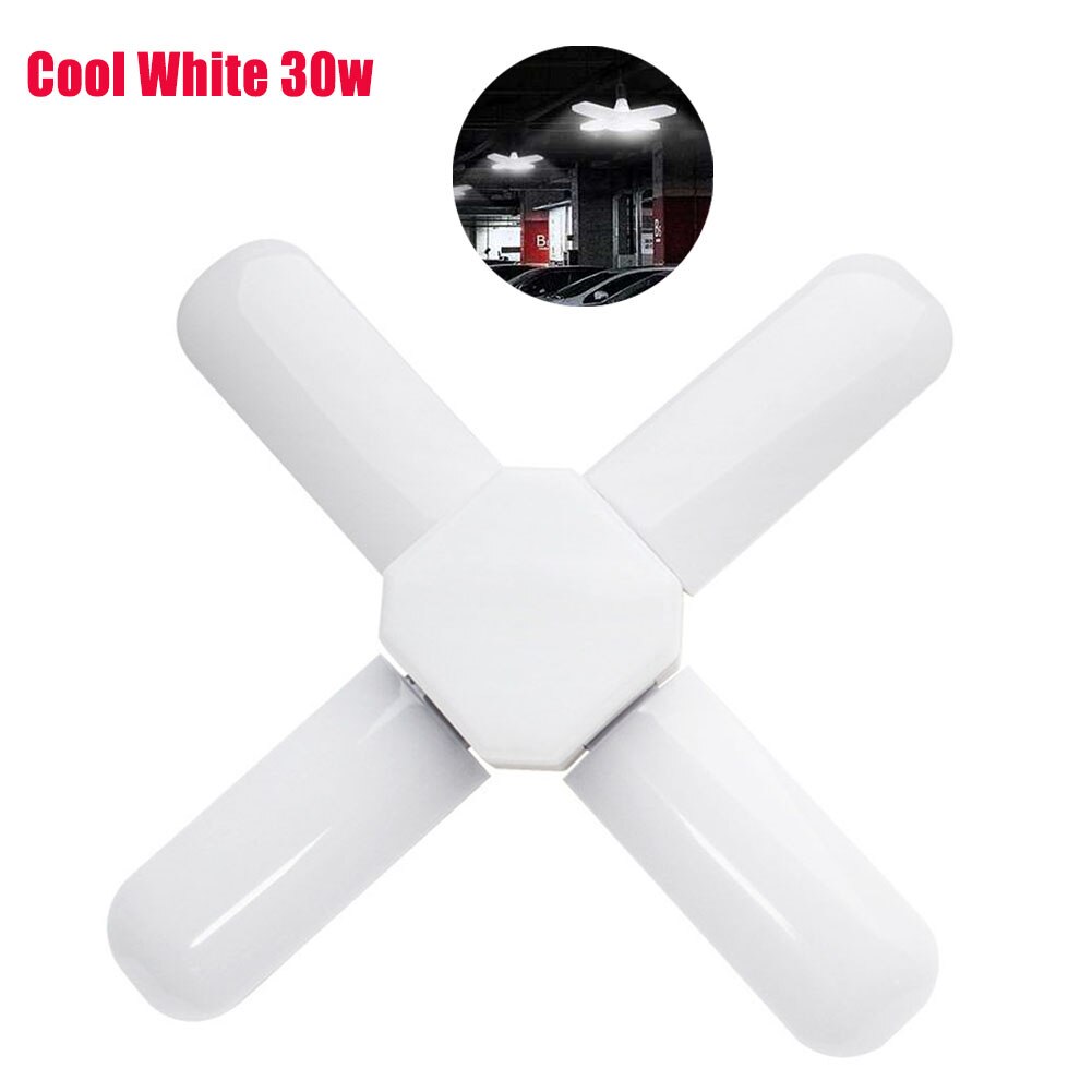 5 Leaf 5800LM LED Garage Light E27 Workshop Ceiling Lights Fixture Deformable Lamp Industrial Lighting: Cool White 30w