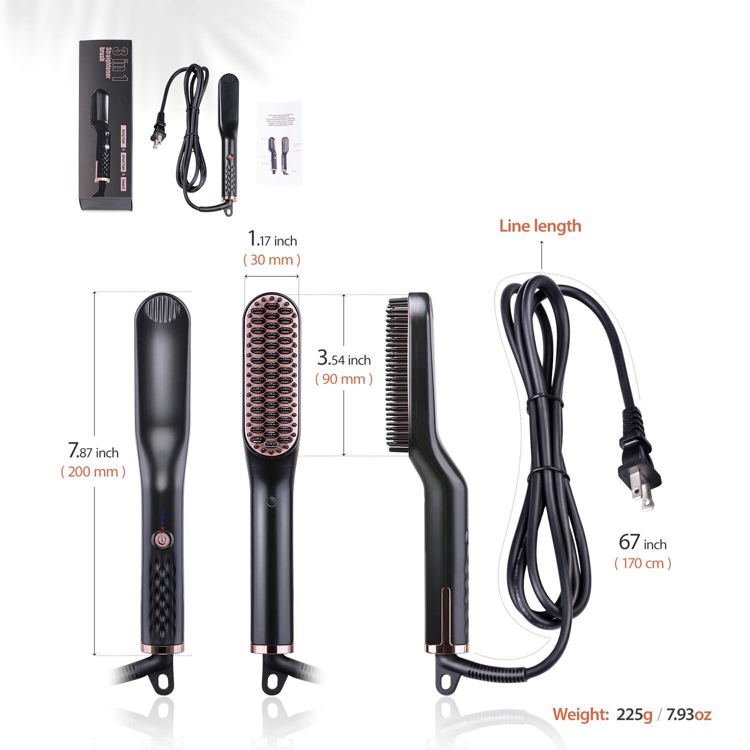Brosse lisseur pour barbe et cheveux, peigne électrique multifonctionnel pour homme et femme, brosse lissante pour barbe