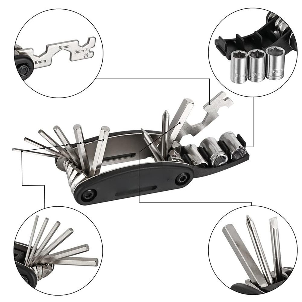 Fiets Gereedschap Repareren Set 16 In 1 Mtb Multifunctionele Reparatie Tool Kit Wrench Schroevendraaier Carbon Staal