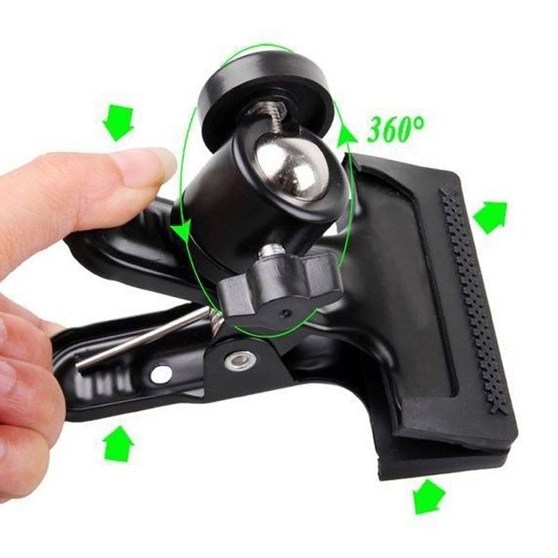 Universal Photography Light Stand Clip Camera Holder Metal Grip Clamp Mount with Standard Ball Head 1/4 Screw For Studio Camera