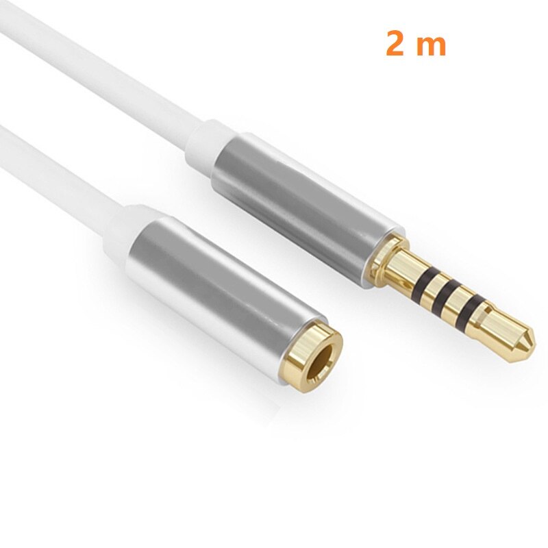 Man-vrouw Aux Kabel Hoofdtelefoon Verlengkabel 3.5 Mm Jack M/F Audio Stereo Extender Cord Oortelefoon 3.5mm Kabel: white 2m
