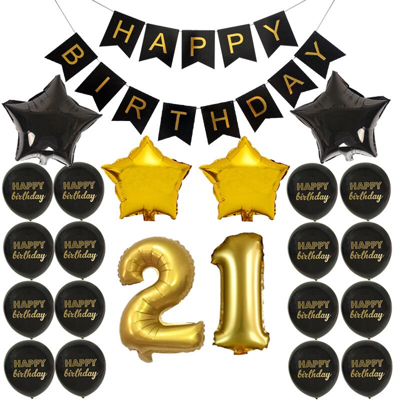 Happy Birthday Banner Balloon Adlut 33 30th Birthday Party Decoration 16 17 21 22 24 25 26 27 Years old Birthday Party Blloons: 21