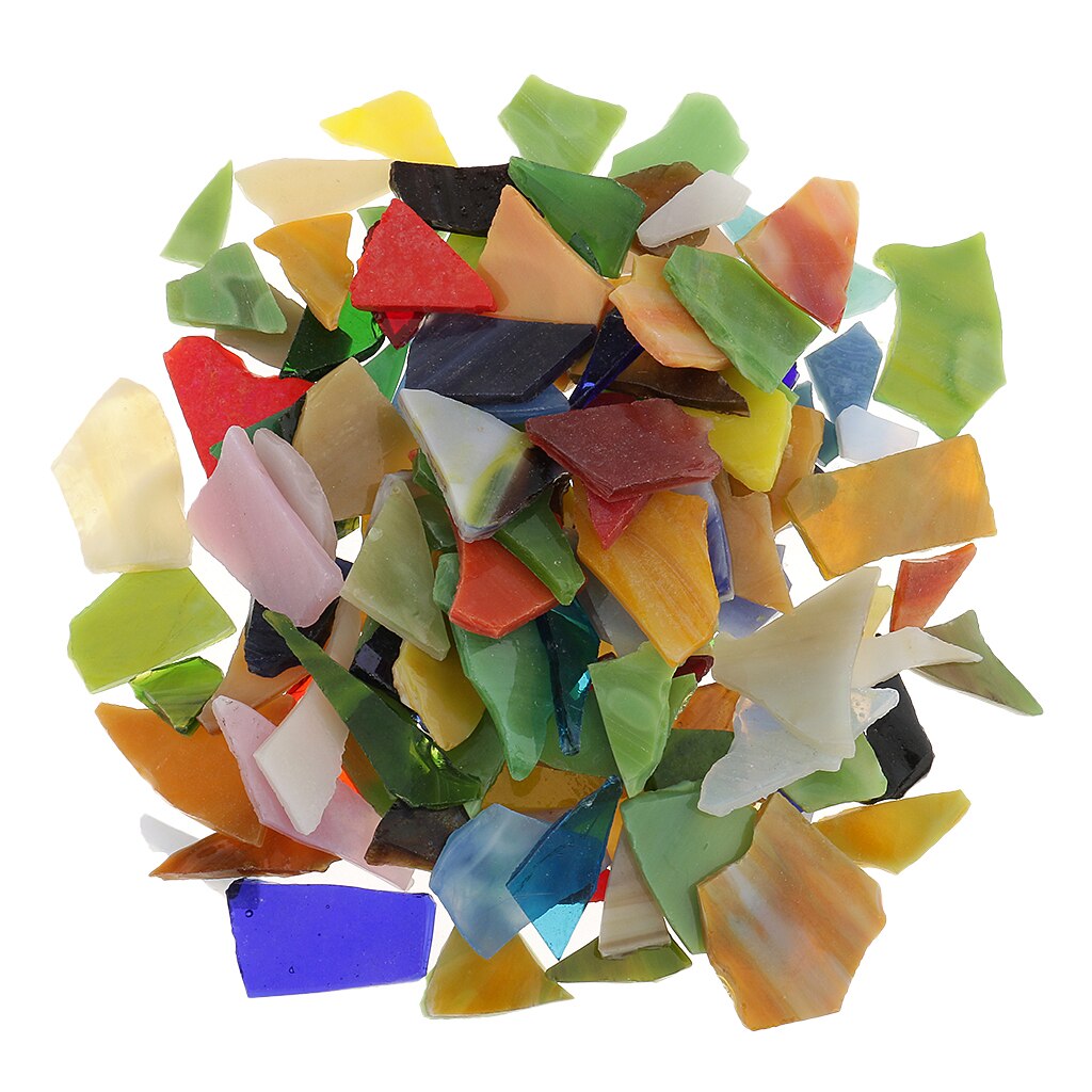 Blesiya 200g Irregular Shape Glass Mosaic Tiles for Arts DIY Crafts 10-30mm