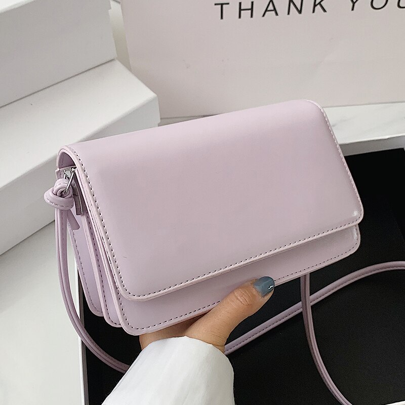 Solid color Mini Square Crossbody bag Summer PU Leather Women's Handbag Casual Shoulder Messenger Bag