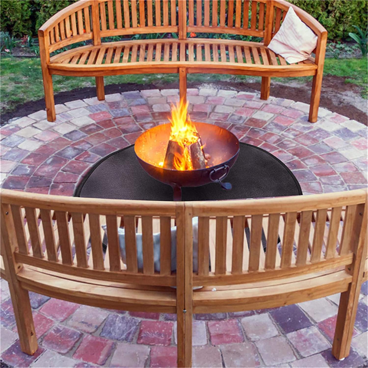 36'' Fire Pit Mat, Fireproof Mat, Round Under Grill Splatter Mat Fire Pit High Temp Mat Bonfires Lawn Patio Deck Defender