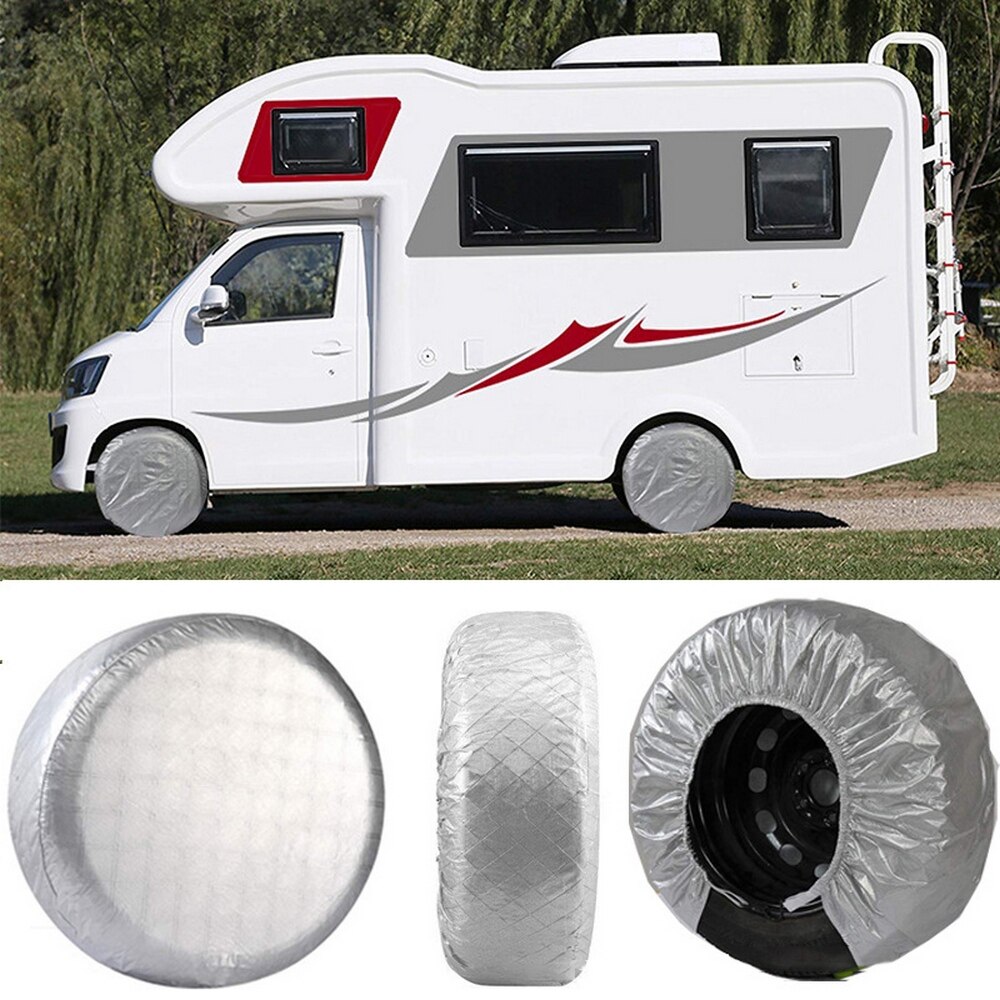 4PCS/Set Aluminum Foil Coated Car Wheel Cover Unqiue For RV Truck Trailer for Camper Motorhome Waterproof Tire Cover