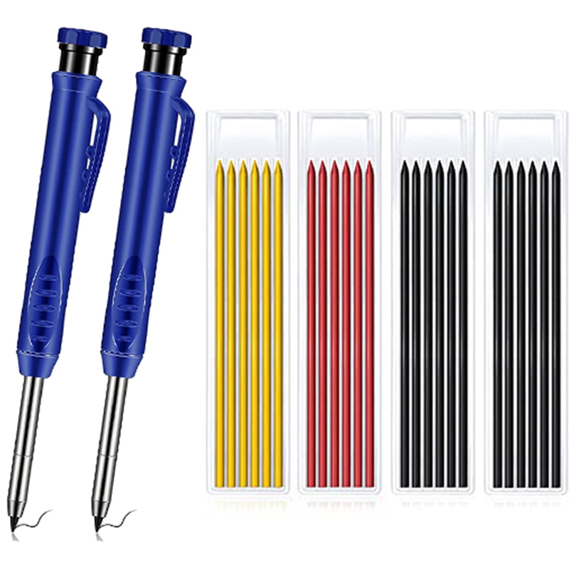 Solide Tischler Bleistift 2 Tischler Bleistifte 24 Mechanische Bleistift Nachfüllung Bau Holzbearbeitung Marker für Architekten: Orange
