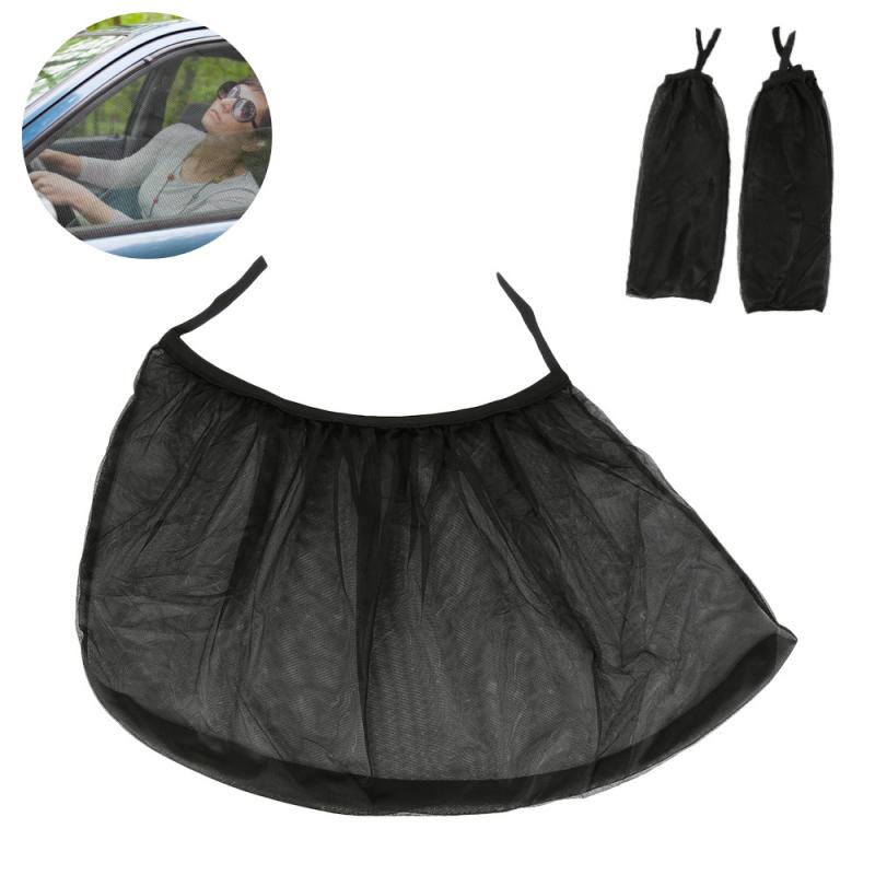 2pcs Summer Car Front Rear Side Window Sun Visor Shade Mesh Cover Sunshade Insulation Anti-mosquito UV Fabric Shield Curtains