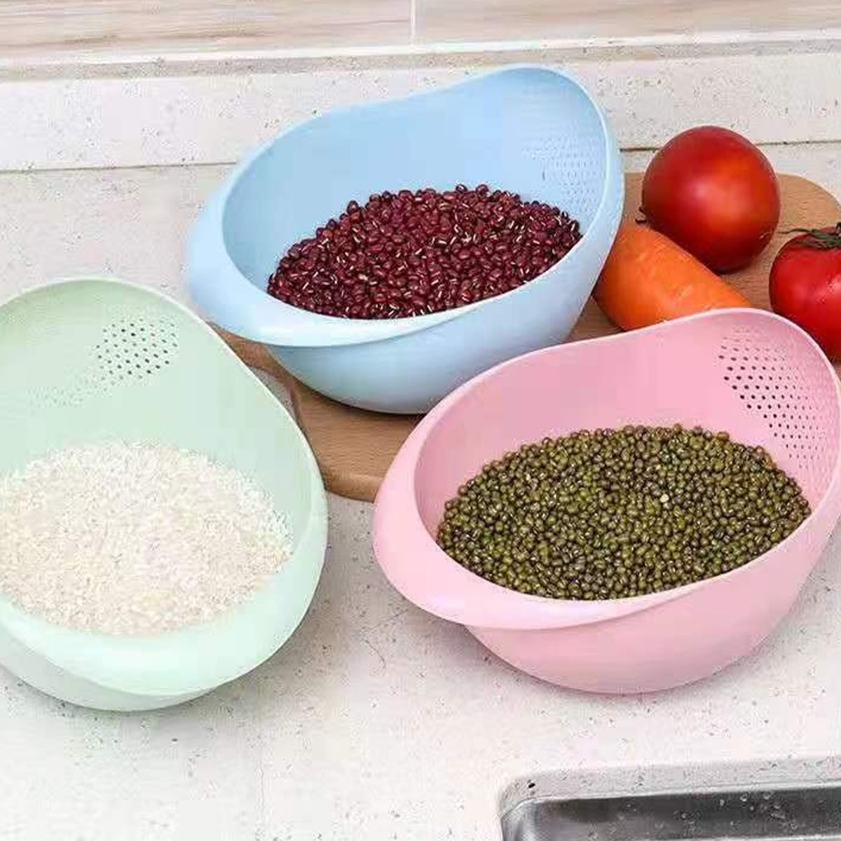 1pc- risfilter til rengøring af grøntsager og frugt - et køkkenvandfilter, der bruges til rengøring og afdrypning af mad