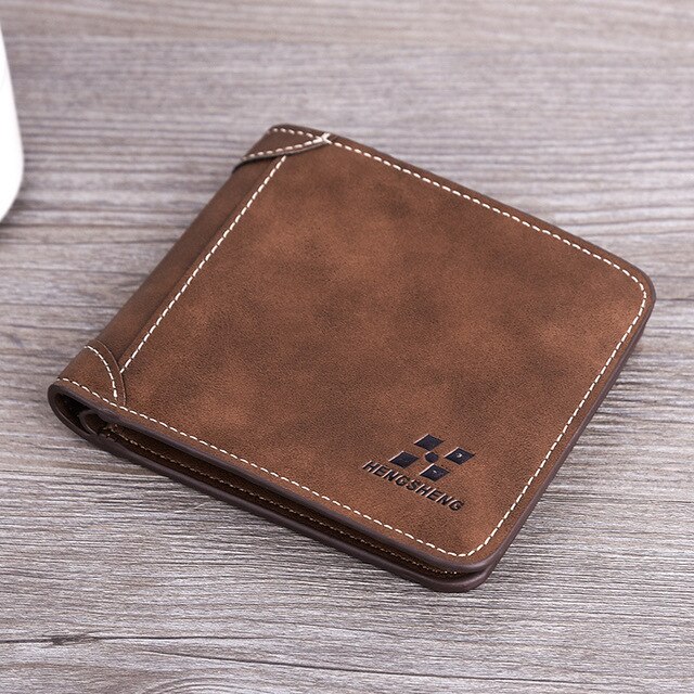 Catei Karrui Men's Wallet Short Frosted Leather Wallet Retro Three Fold Vertical Wallet Youth Korean Multi-Card Wallet: 1133H-Dark brown