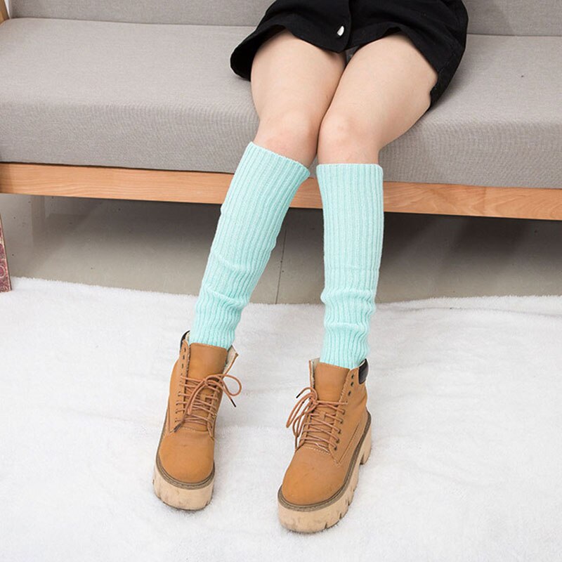 Calentadores deportivos de seguridad para mujer, calentadores largos de punto, calentador de piernas, calcetines de tubo de felpa suave, novedad, Invierno