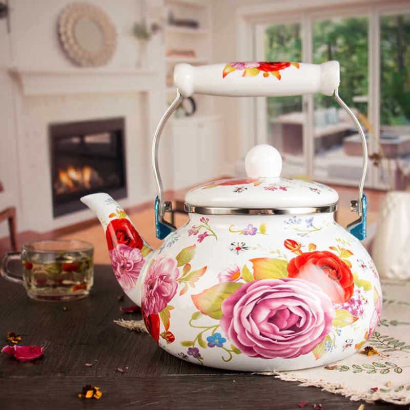 Théière émail santé gaz Induction cuisinière bouilloire gaz maison chaude bouilloire grande capacité cruche émail Pot eau Carafe Camping thé