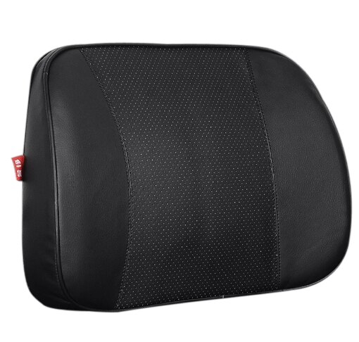 Bil taljepude lændestøttepude til bil rygstøtte memory skum fiber læder biltilbehør interiør sort