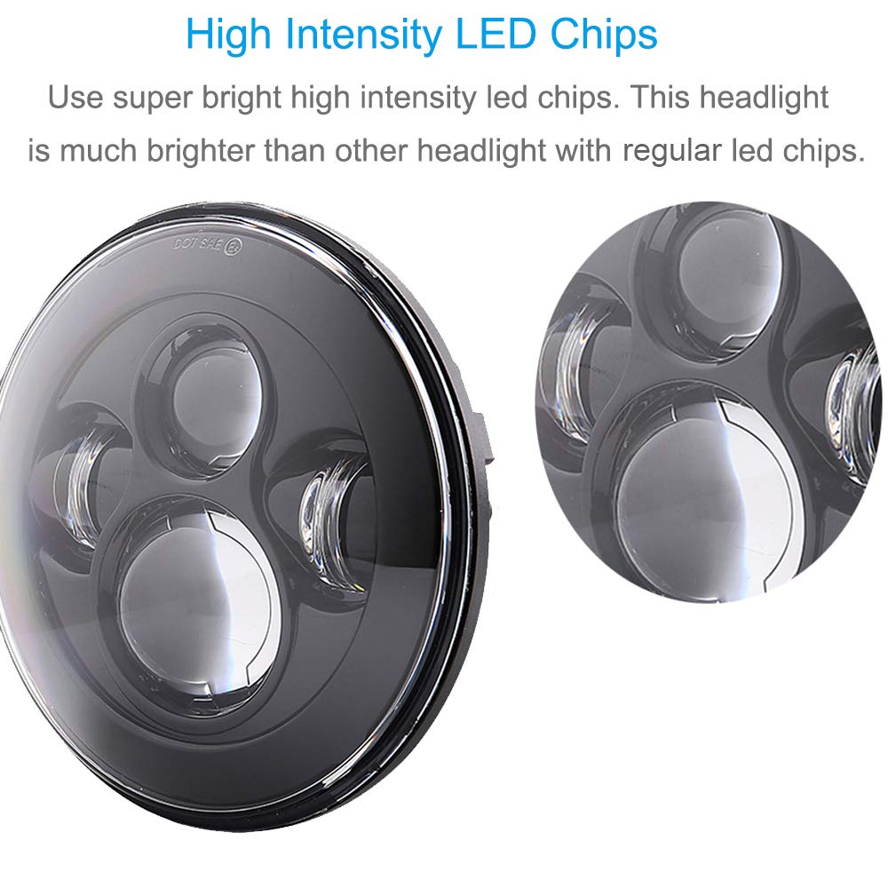 Round 7" Motorcycle Black Projector HID LED Headlight for Harley 7 "LED Motorcycle Headlight Assembly Headlamp For Davidson