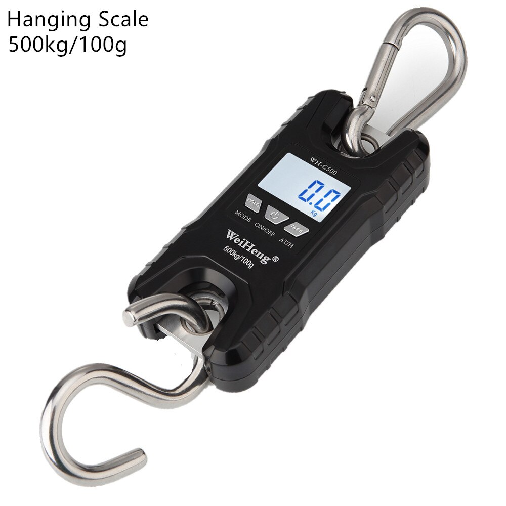 Digital Crane Scale 500kg 1000kg Hook Scales Heavy Duty Hanging Balance Gram Kitchen Electronic Weighing Tool Fishing Steelyard: 500kg B