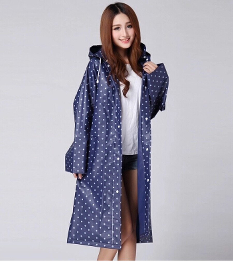 Polka Dots Long Raincoat Poncho Impermeable Women Waterproof Outdoor Tour Rain Ponchos Coat Bike Female Chubasquero Mujer