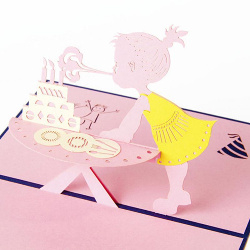 3D Pop Up Birthday paperbard Cards Invitations Love Baby girl Birthday party Anniversary Greeting Cards Postcard