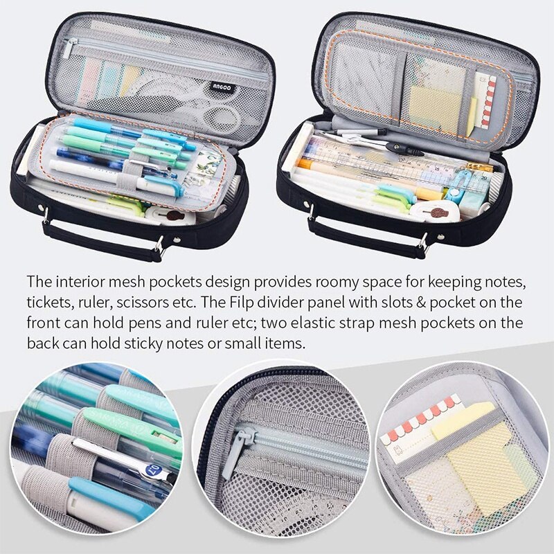 ANGOO Pencil Case Big Capacity Pencil Case College School Office Large Pencil Pouch Bag for Girls Boys Teens