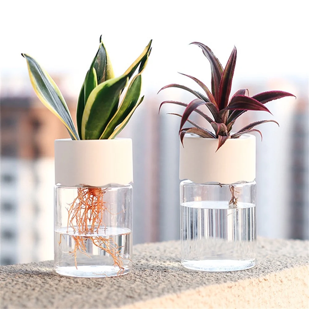 Hydrokultur Blumentöpfe Transparente Pflanzvase Kunststoff Topf für Pflanzen Stilvoller Behälter Pflanzgefäße Home Desk Decor Blumentopf