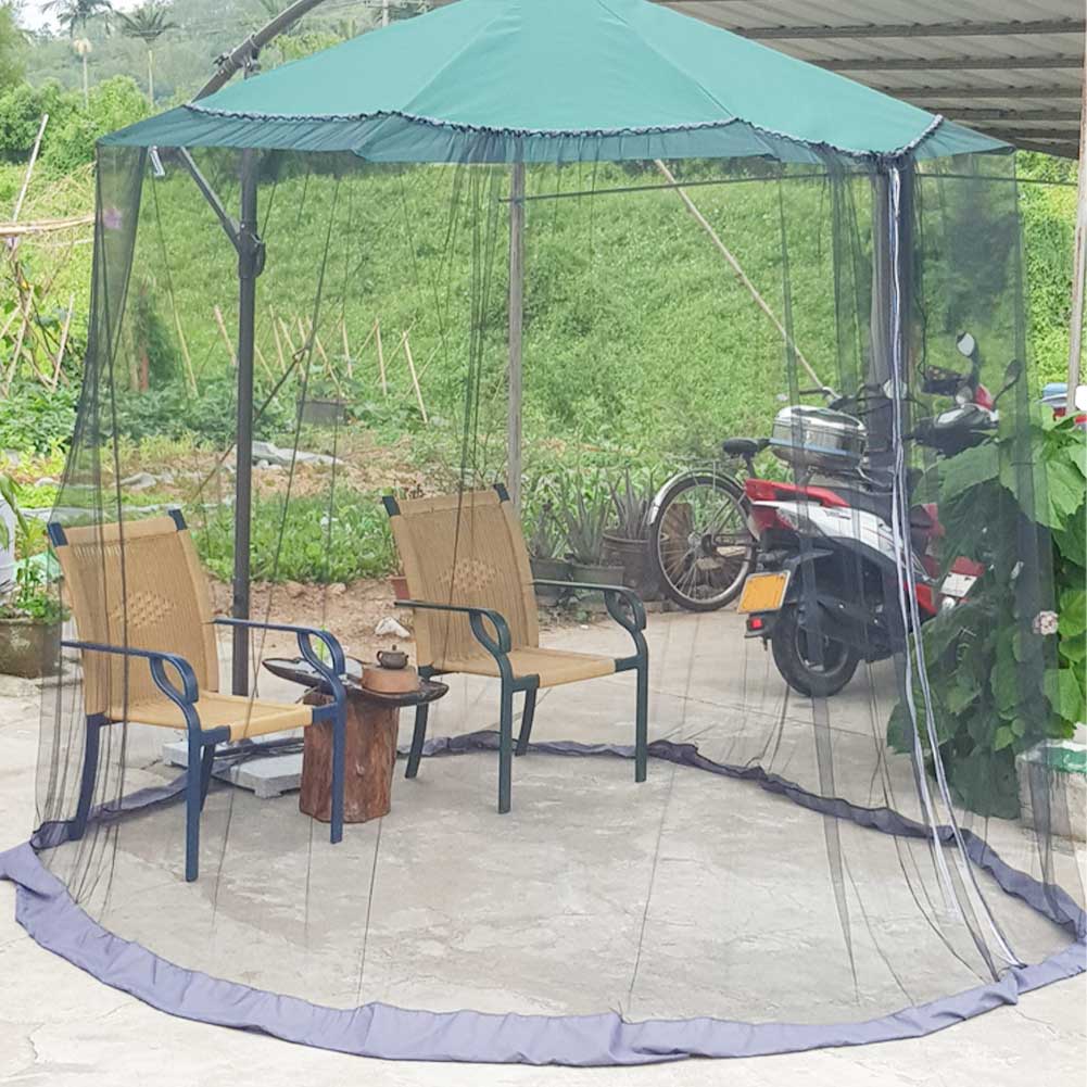 Screen Double Zipper Polyester Mesh Universal Courtyard Cover Cantilever Lawn Table Umbrella Mosquito Net Outdoor Patio Hanging