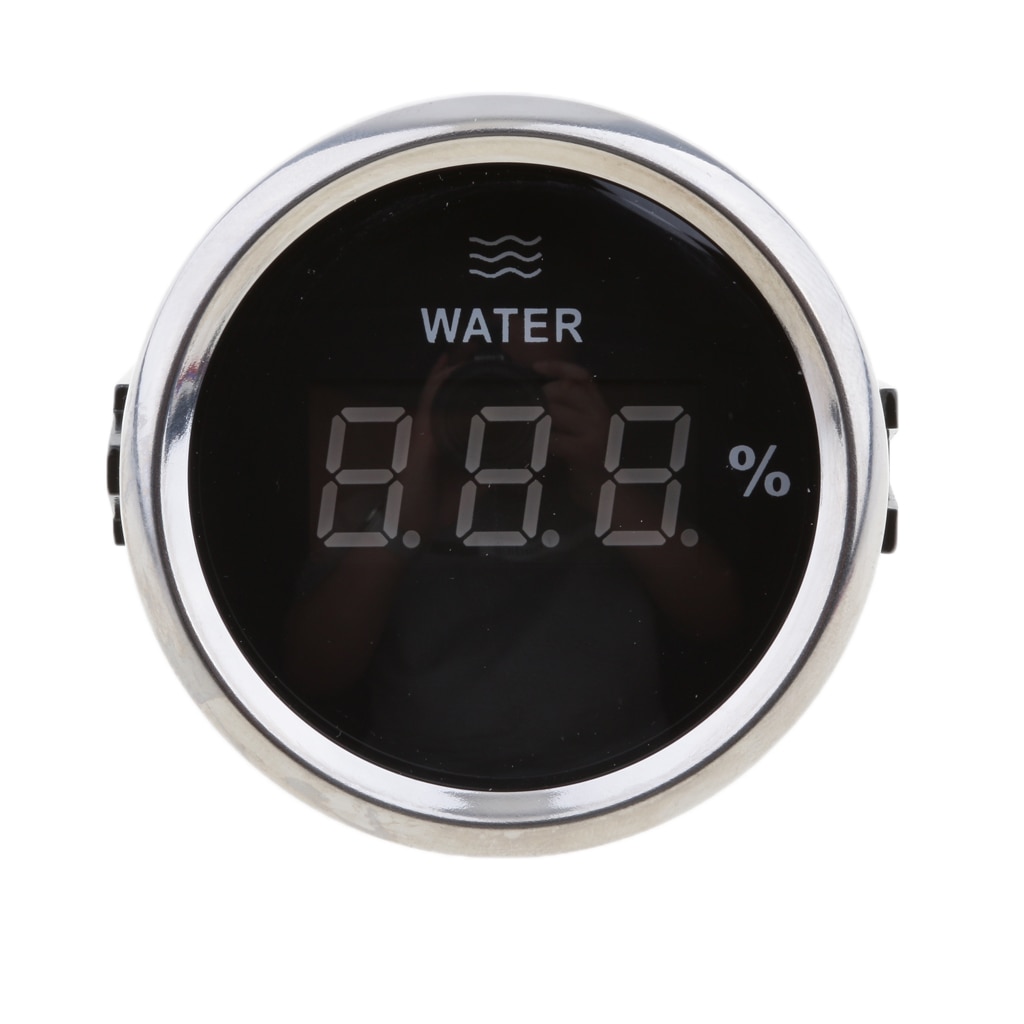 2 inch 52mm Water Tank Liquid Depth Level Gauge - 0-190 ohm Universal Water Meter, with LED Backlight for Marine Boat RV Car