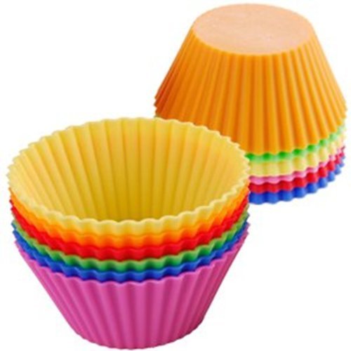 12 stuks Ronde Vorm Muffin Cupcake Mold Kleurrijke Siliconen Vormpjes Cake Cupcake Liner Bakvorm Bakken Gerechten Pan Vorm