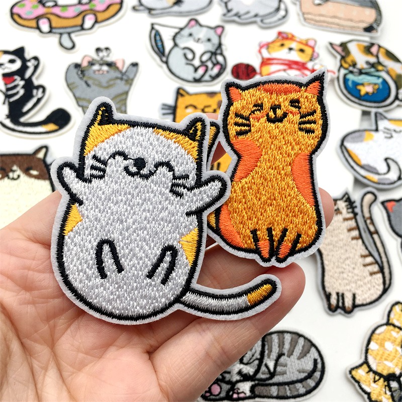 10 pièces dessin animé chat Applique broderie Patch pour vêtements Animal Patch fer sur patchs sur vêtements couture autocollant Patch