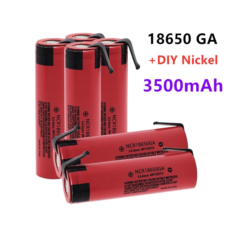 NCR 18650GA 20A discharge 3.7V 3500mAh 18650 Battery rechargeable battery for toy flashlight flat-top lithium battery+Nickel