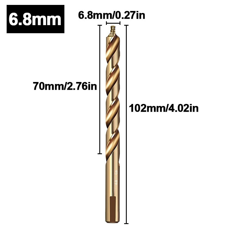 Broca helicoidal escalonada de cobalto, taladro de vástago recto de acero de alta velocidad M35 (3-13 mm) para metal, acero inoxidable y hierro: Azul oscuro