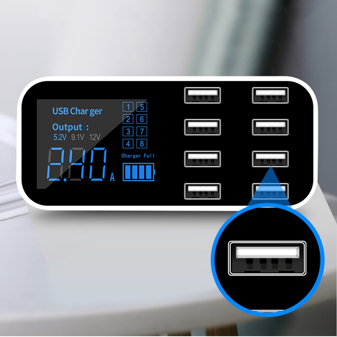 8 Ports USB Car Cigar Lighter Charger 12V 24V Mobile Phone Charger Adapter Super Slim USB Charging Electronic Device