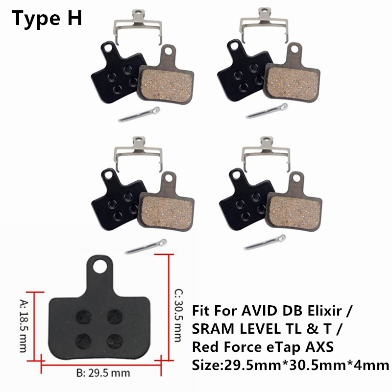 4 par halvmetalliske skivebremseklosser til sykkel, terrengsykkel, til shimano  b01s g01s a01s xtr xt slx deore sram guide nivå hdr rød etap magura: Marineblå