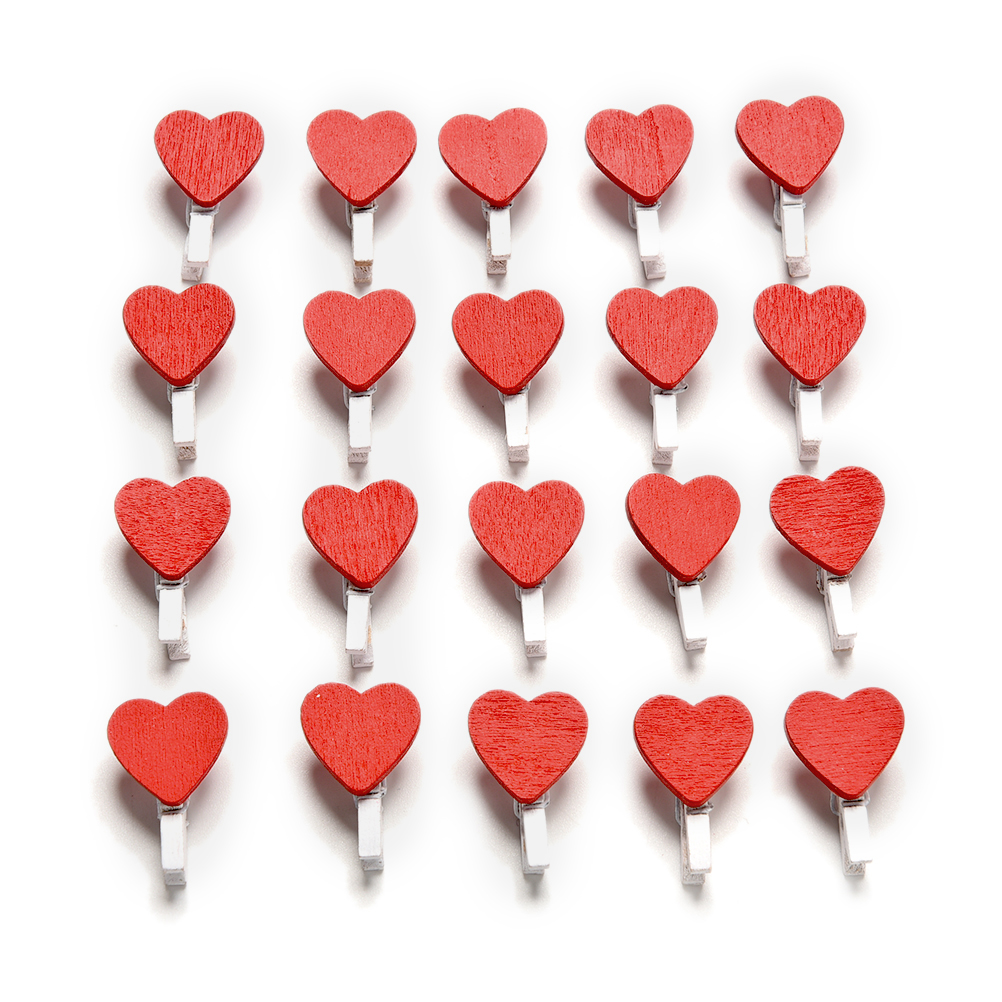 20/50Pcs Mini Loving Red Heart Shape Wood Clips Handicrafts Photos Papers Clothes Pegs Home Bachelorette Party Decorations: Red