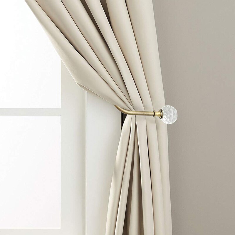 Curtain Holdbacks Acrylic Crystal Ball Curtain Tie Backs U Shaped Metal Curtain Holdbacks Wall Mounted Curtain Hook Backs, 2 Pac
