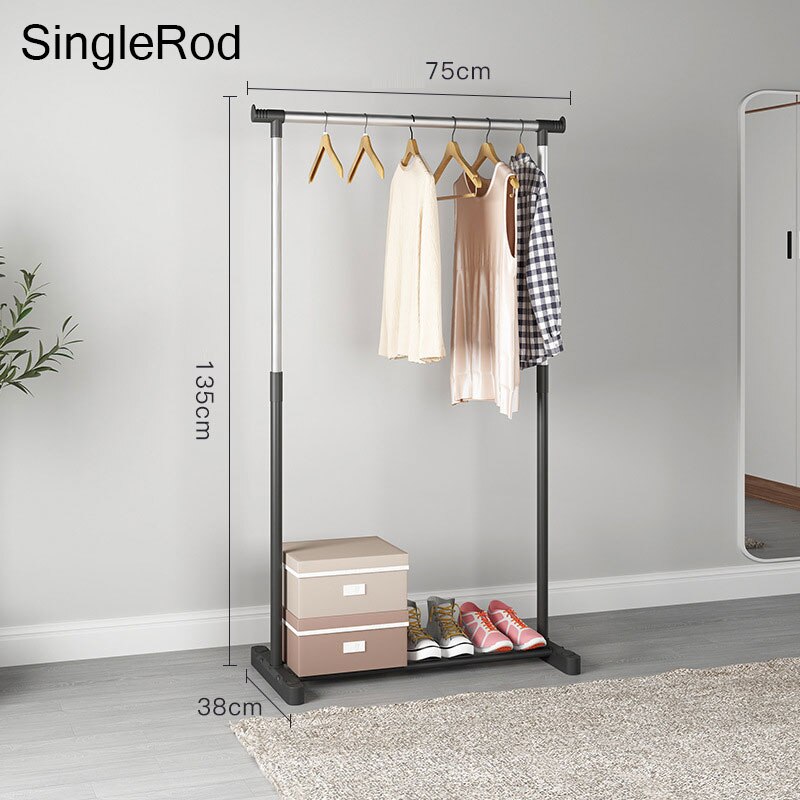 Adjustable Rolling Coat Rack Double Rod Clothes Rack Stainless Steel Hanger Floor Storage Organizer Clothing Wall Coat Racks