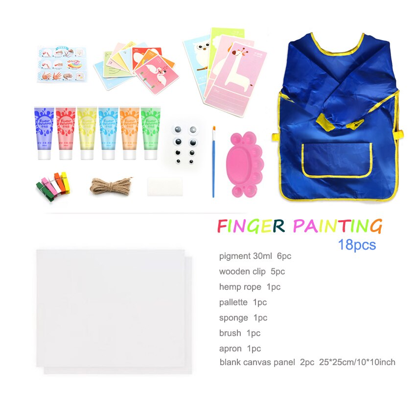 Finger Kids Painting Set Year Box With Blank Canvas Panel Christmas For Artists Kit School Graffiti Liquid Pigment