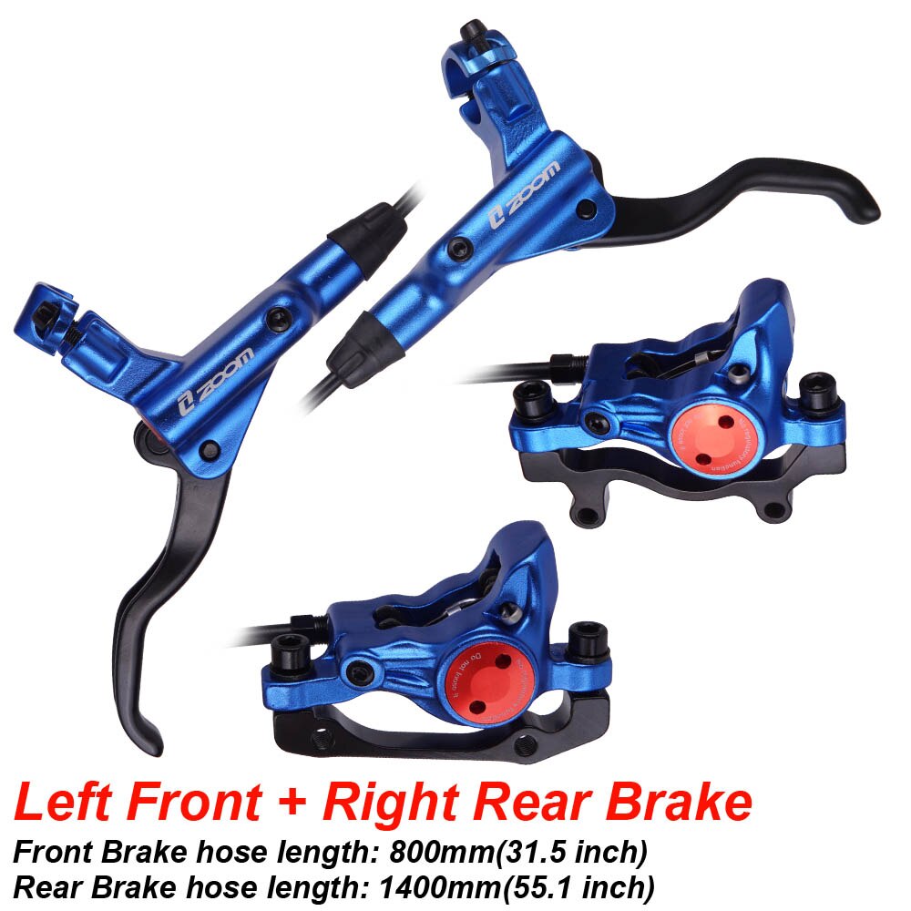 MTB Road Bike Hydraulic Disc Brake Calipers Front Rear 800/1400mm Mountain bike Kit Bicycle Oil Pressure Disc Brake Set: LF RR Brake Blue