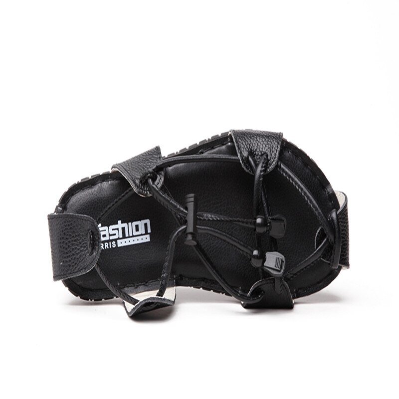 Klassikere fritid sommersandaler til mænd pu syning solide strandsandaler basic front bagstrop lav åndbare sko