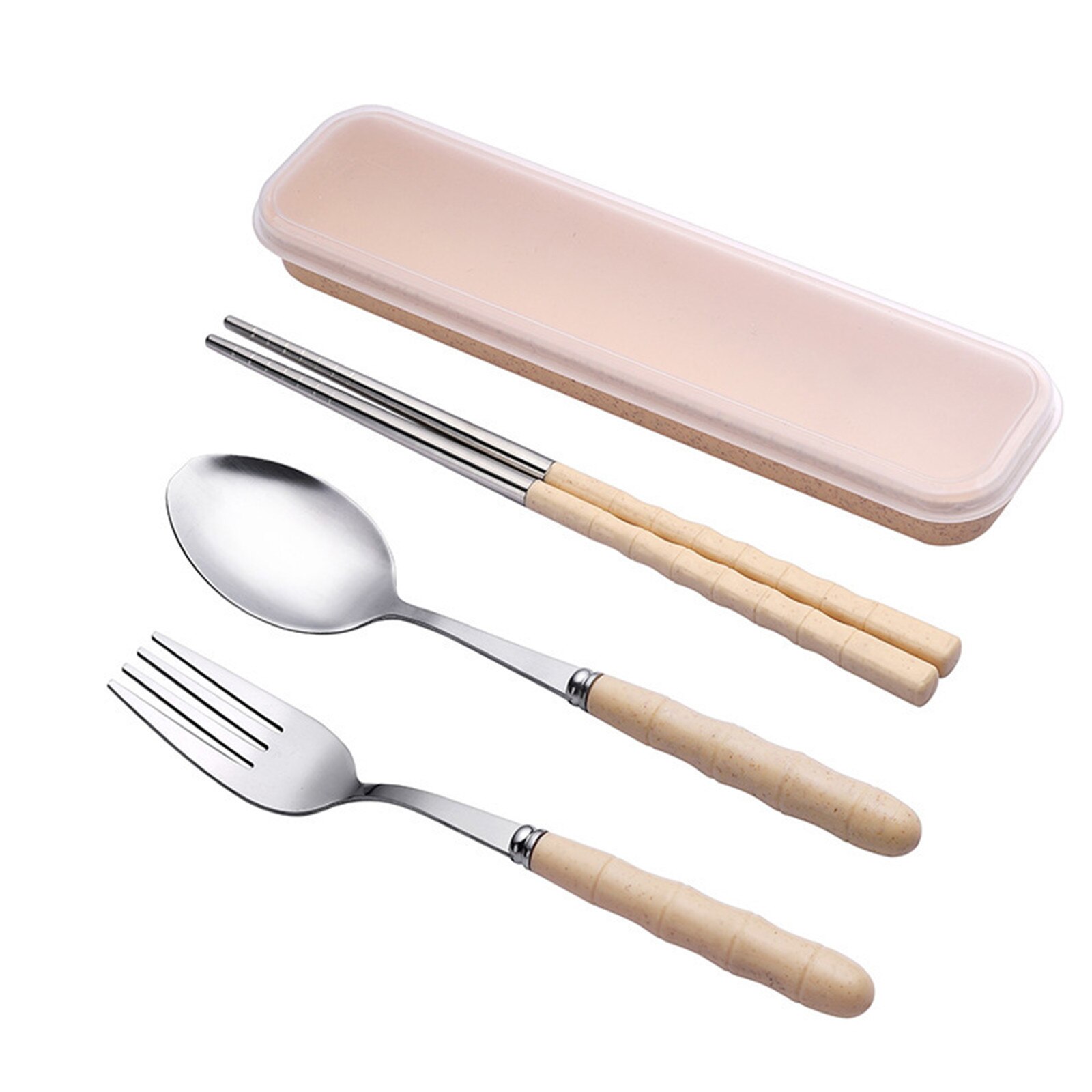 3-in-1 Stainless Steel Fork Spoon Chopsticks Set Kitchen Accessories Travel Dinner ware Sets With Plastic Case для кухни
