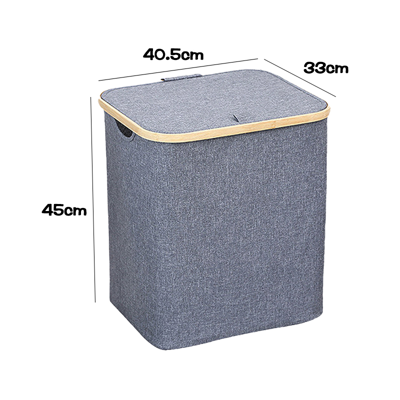Waterproof Foldable Laundry basket With lid With Handle Large Bamboo Dirty Clothes/Toys/Debris Multifunction Storage Basket: Dark Gray  A