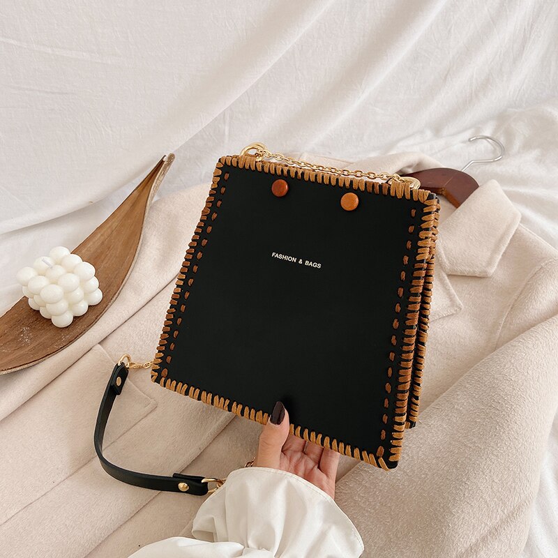 Devil' s2020 voor vriendin breien ketting enkele schouder messenger zelfgemaakte diy materiaal tas: Afgewerkt zwart