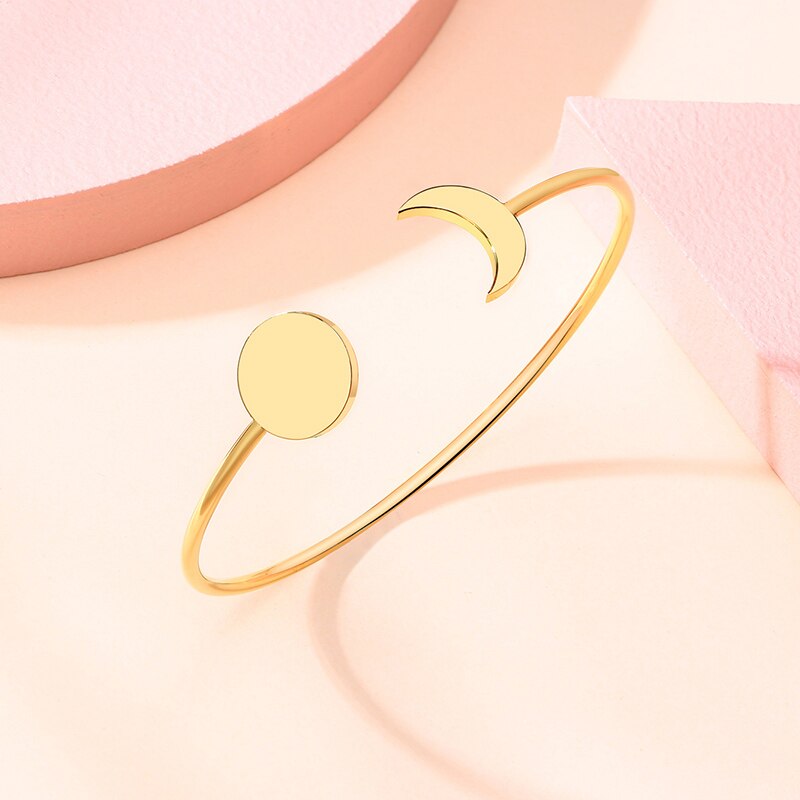 Minimalista o sol amd lua ouro pulseira manguito para mulheres presentes mãe não se desvanece