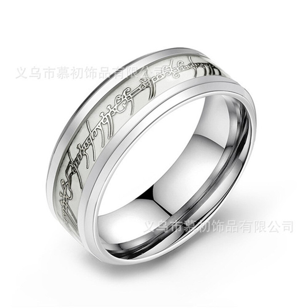 I den lysende ring blå fluorescerende rustfrit stål smykker titanium stål ring ringen mænds og kvinders bryllup ri